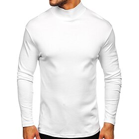 Men's T shirt Tee Turtleneck shirt Long Sleeve Shirt Plain Rolled collar Street Holiday Long Sleeve Clothing Apparel Fashion Casual Comfortable Essential