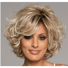 Synthetic Wig Natural Wave Side Part Machine Made Wig 10 inch Synthetic Hair Women's Adjustable Color GradientHigh Quality Multi-color ChristmasPartyWigs