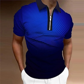 Herren Poloshirt Golfhemd Farbverlauf Umlegekragen Rote Blau Purpur Grün 3D-Druck Outdoor Strasse Kurze Ärmel Bedruckt Zip Bekleidung Modis