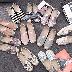 Women's Casual Canvas Slip-On Shoes – Cute Cat Print, Lightweight Flat Loafers for Daily Wear Travel