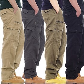 Men's Cargo Pants Cargo Trousers Trousers Work Pants Elastic Waist Multi Pocket Plain Comfort Soft Casual Daily Streetwear Sports Fashion Gray Green Khaki Micr