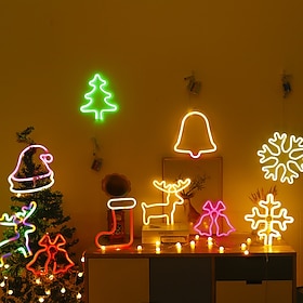 Christmas Neon Signs for Wall Decor, LED Neon Lights Signs for Bedroom Wall Christmas Decoration, USB Battery Powered Neon Lights for Room, Xmas Gift, Party, B