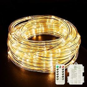 LED Rope Lights LED String Lights Outdoor Waterproof IP65  Fairy Lights 30m-300Leds 22m-200Leds 12m-100Leds 7m-50Leds 8 Modes Battery Powered Dimmable/Timer wi