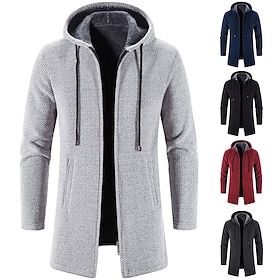 Men's Sweater Cardigan Sweater Sweater Hoodie Zip Sweater Sweater Jacket Ribbed Knit Tunic Knitted Solid Color Hooded Basic Stylish Outdoor Daily Clothing Appa