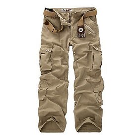 Men's Cargo Pants Cargo Trousers Trousers Tactical Work Pants Multi Pocket Plain Breathable Lightweight Full Length Daily Streetwear Cotton Trousers Athletic A