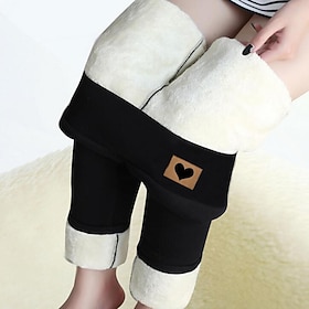 Women's Fleece Lined Leggings Fleece Pants Pants Trousers Leggings Casual Lounge Full Length High Waist Patterned Elastic Waistband High Cut Thermal Warm High