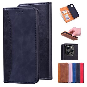 téléphone Coque Pour Apple iPhone 14 Pro Max Plus 13 12 11 Mini X XR XS 8 7 Portefeuille Portefeuille Protection complète du corps Cuir Couleur Pleine TPU faux