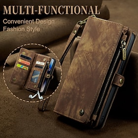 CaseMe Leather Wallet Phone Case For Apple IPhone 14 Pro Max 13 12 11 X XR XS Max 8 7 Multifunction Magnetic Flip Folio Phone Case Vintage
