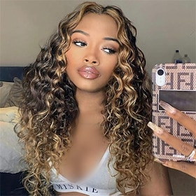 African Small Curly Wigs European and American Wigs Women's Long Curly Hair Middle Pick Dyeing Mechanism Chemical Fiber Headgear Afro Wigs