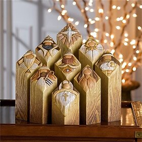 Heaven Pillar 9Pcs/Set Resin Heaven Pillar Statue Set Heaven Pillar Statue Kit Deform Resistant Christmas Tree Pillar Desk Ornament