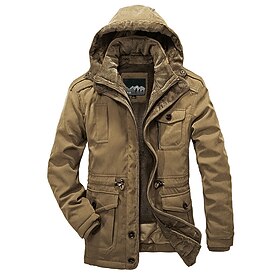 Men's Winter Coat Winter Jacket Parka Pocket Daily Wear Vacation To-Go Regular Warm Ups Comfort Leisure Durable Casual / Daily Fall Winter Solid / Plain Color