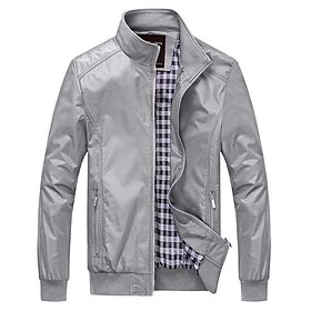 Men's Bomber Jacket Lightweight Jacket Summer Jacket Sport Coat Going out Casual Daily Zipper Pocket Spring   Fall Solid Color Fashion Casual Standing Collar B