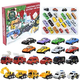 Christmas Advent Calendar 2025, Christmas Countdown Calendar Mystery Box 24PCS Alloy Fire Truck Car Engineering Vehicle for Kids