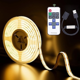 usb cob led strip verlichting 5v 1-4m dimbaar 300led / m cri85 met rf afstandsbediening tv backlight flexibele tape lamp onder de kast voor diy verlichting in