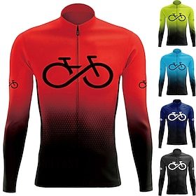 21Grams Homme Maillot Velo Cyclisme Manche Longue Cyclisme Maillot Top Avec 3 Poches Arrière VTT Vélo Tout Terrain Vélo Route Respirable Ev