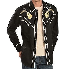 Homme Impressions Graphiques Guitare Chemise Chemise Western Chemise de cow-boy manche longue Mode Designer Occasionnel Extérieur Quotidien Automne Hiver Col
