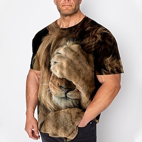 Hombre Talla Grande Camiseta Grande Y Alto Graphic Cuello Barco Estampado Manga Corta Primavera Verano Moda Ropa De Calle Básico Cómodo Cas