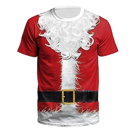 Cosplay Costume T-shirt Pullover Pattern Fashion Casual Christmas Santa Claus T-shirt Sleeve Round Neck Graphic for Couple's Men's Women's Adults' 3D Print fo