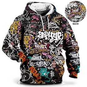 Men's Plus Size Pullover Hoodie Sweatshirt Big and Tall 3D Print Hooded Pocket Long Sleeve Spring   Fall Fashion Streetwear Basic Comfortable Work Daily Wear T