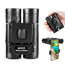 200x25 High Power Compact Binoculars with Clear Low Light Vision Large Eyepiece Waterproof Binocular for Adults Kids High Power Easy Focus Binoculars for Bird