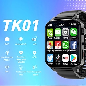 696 TK01 Smartwatch 1.99 Zoll Smart Watch Telefon Bluetooth 4G Schrittzähler Anruferinnerung Schlaf-Tracker Kompatibel Mit Android IOS Herr