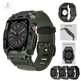 Military Protective Compatible with Apple Watch band Adjustable Breathable Silicone Strap Replacement Wristband for Series SE / 6/5/4 44mm Series 8/7 45mm Seri
