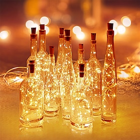 vinflaske lys med kork led lysstreng batteri inkluderer fe lys krans julefest bryllup bar dekorasjon 5/10/20/30/100 stk