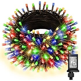 Outdoor Tree Lights, Waterproof 10-100M LED Twinkle String Light with 8 Modes, Plug-in Fairy Lights, Window Green Wire Holiday Decoration
