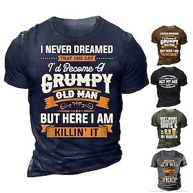 Men's Funny Grumpy Old Man Killing It Graphic T-Shirt - Lifestyle Short Sleeve Crew Neck Tee