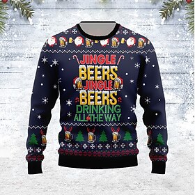 Men's Letter Graphic Prints Beer Sweatshirt Sweatshirt Pullover Long Sleeve Sweatshirt Crew Neck Streetwear Designer Basic 3D Print Daily Sports Holiday Print