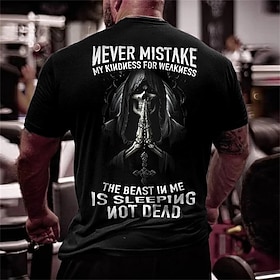 Never Mistake My Kindness For Weakness The Beast Me Sleeping Not Dead Grim Reaper Mens 3D Shirt For Birthday  Green Winter Cotton  Men'S Tee Graphic Tees Funny