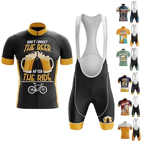 Per uomo Maglia da ciclismo con pantaloncini con bretelle Manica Corta Mountain Bike MTB Ciclismo su strada Estate Primavera Rosso Blu Reale Blu Divertente Bir