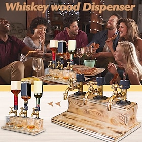 Whiskey Wood Dispenser,Faucet Shape Liquor Dispenser, Daddy Favorite Whiskey Wine Wood Dispenser for Home Bar Dinner Party Restaurant, Dad Papa Boyfriend Husba