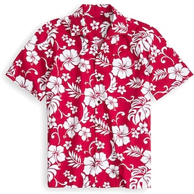 Men's Floral Tropical Flowers Shirt Summer Hawaiian Shirt Aloha Shirt Short Sleeves Shirt Turndown Tropical Hawaiian Designer Outdoor Street Casual Red 3D Prin