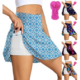 21Grams Women's Cycling Skort Skirt Bike Padded Shorts / Chamois Bottoms Mountain Bike MTB Road Bike Cycling Sports Floral Botanical 3D Pad