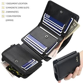 Credit Card Holder Wallet PU Leather Name Card Holder with Magnetic Shut Multi Credit Card Protector for Men