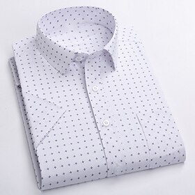 Men's Dress Shirt Non Iron Shirt Wedding Going out White Light Green Pink Purple Short Sleeve Turndown Summer Spring Clothing Apparel