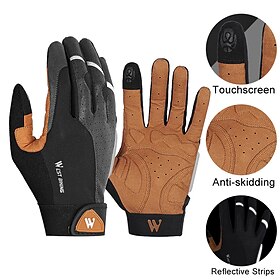 WEST BIKING Winter Gloves Bike Gloves Cycling Gloves Touch Gloves Winter Full Finger Gloves Reflective Windproof Warm Breathable Sports Gl