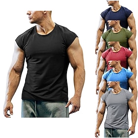 Men's T Shirt Tank Top Moisture Wicking Shirts Sleeveless Crew Neck Summer Plain Sports Fashion Lightweight Casual Vacation Holiday Black Red Navy Blue Top Tee