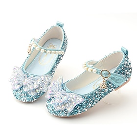 Frozen Fairytale Princess Elsa Mary Jane Shoes Girls' Movie Cosplay Sequins Halloween Silver Rosy Pink Blue Shoes Halloween Carnival Masquerade Polyester Plast