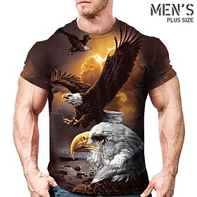 Men's Plus Size T shirt Tee Big and Tall Graphic Crew Neck Print Short Sleeve Spring Summer Vintage Streetwear Comfortable Casual Sports Tops
