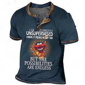 Men's Henley Shirt Tee Graphic Cartoon Cartoon Characters Henley Clothing Apparel 3D Print Outdoor Casual Short Sleeve Button-Down Print Fashion Designer Styli