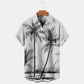 Men's Coconut Tree Tropical Plants Shirt Summer Hawaiian Shirt Aloha Shirt Short Sleeves Shirt Turndown Tropical Fashion Hawaiian Outdoor Street Hawaiian Blue