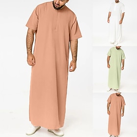 Men's Loungewear Robe Nightgown Plain Stylish Casual Comfort Home Daily Bed Cotton Comfort V Neck Spring Summer White Light Green