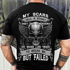 Halloween Men's Graphic Skulls T Shirt Tee Back Print T Shirt Distressed T Shirt Short Sleeve T shirt 3D Print Crew Neck Shirt Vintage Fashion Designer Outdoor