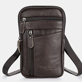 Men's Leather Crossbody Bag  Vintage Multi-Pocket Shoulder Bag for Travel  Everyday Use