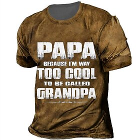 Graphic Letter Vintage Fashion Designer Men's 3D Print T shirt Tee Tee Papa T Shirt Outdoor Casual Daily T shirt Brown Short Sleeve Crew Neck Shirt Spring Sum