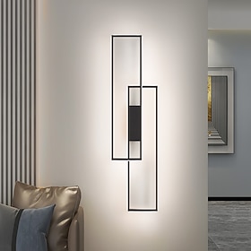Lampade da parete LED per interni Nero Rettangolo Doppia luce Montaggio a parete Moderno LED Metallo Illuminazione a parete per camera da letto sala da pranzo