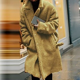 Men's Winter Coat Fleece Jacket Business Casual Winter Fall Fleece Windproof Warm Outerwear Clothing Apparel Streetwear Stylish non-printing Pure Color Pocket
