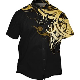 Men's Plus Size Summer Hawaiian Shirt Big and Tall Graphic Prints Turndown Short Sleeve Spring  Summer Tropical Fashion Hawaiian Outdoor Street Tops